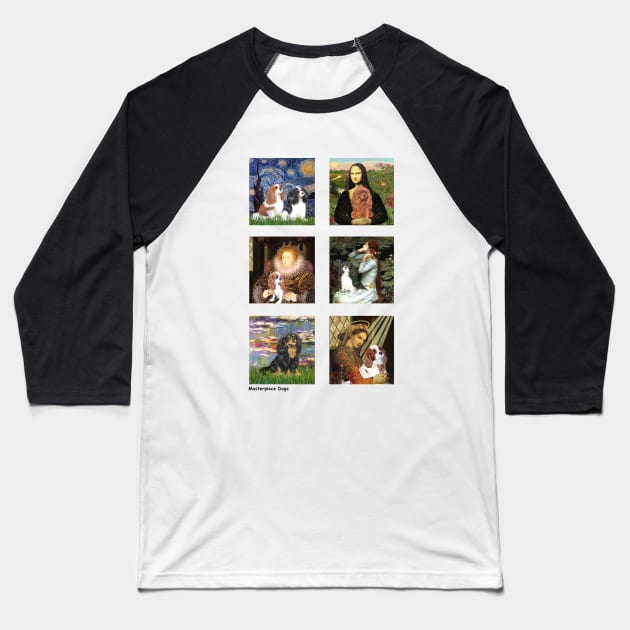 For Art Lovers - a Composite of Cavaliers in Famous Masterpieces Baseball T-Shirt by Dogs Galore and More